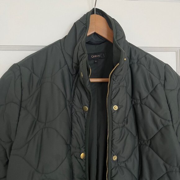 Quince Featherless Quilted Long Puffer Jacket in Verdant Green | Size S - Picture 8 of 10